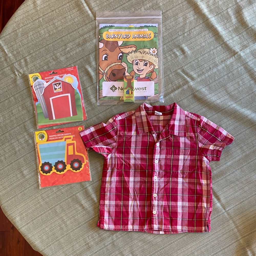 Plaid Button-down and Farm Paper Decor